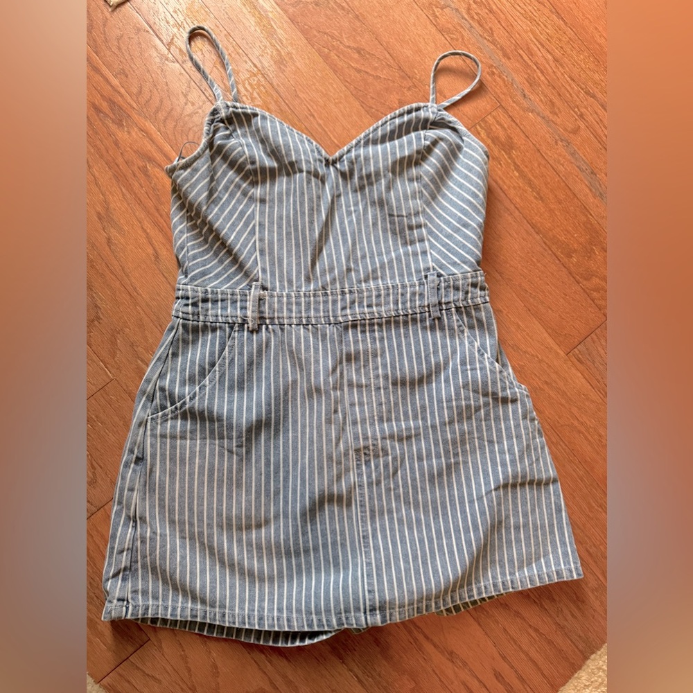 Denim stripe romper. Never worn.